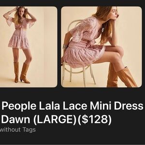 Free People Lala Lace Muni Dress Pink $128 Large